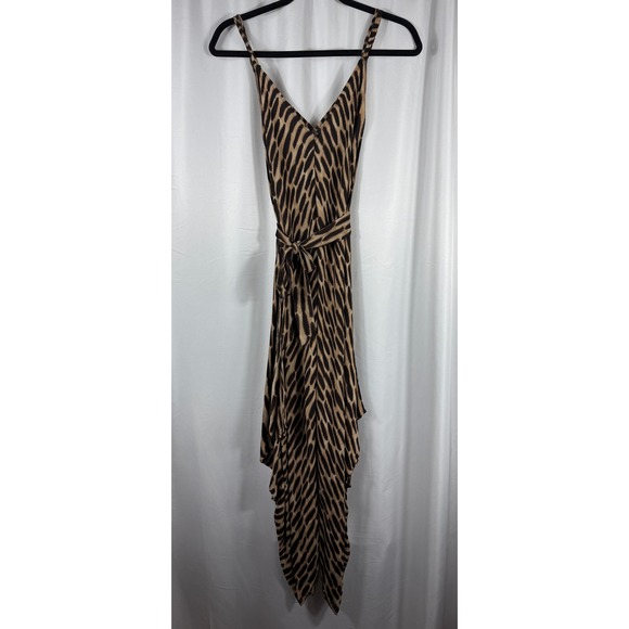 MICHAEL KORS Animal Print 100% Silk Camisole Midi‎ Dress